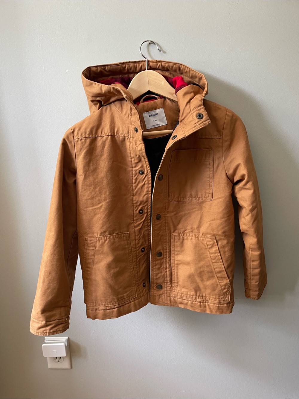 Old Navy boys' tan canvas utility jacket - sz medium / 8